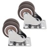 2pcs Caster Wheels Silent 360° Rotation Brake Free TPR Soft