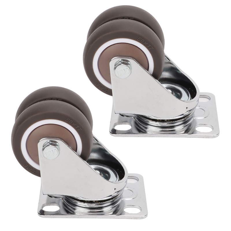 2pcs Caster Wheels Silent 360° Rotation Brake Free TPR Soft