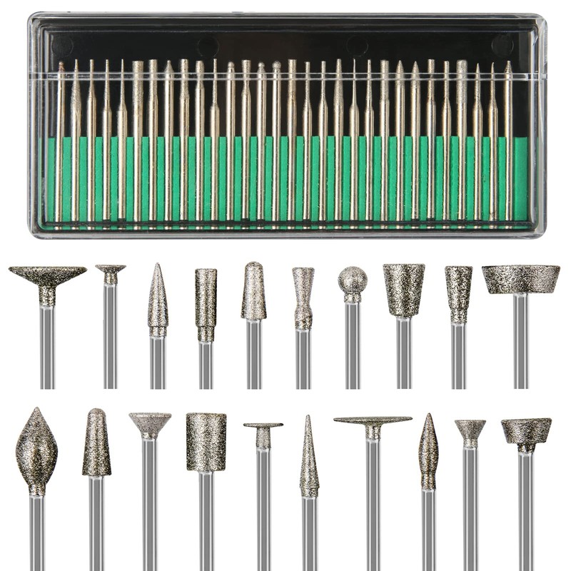 Stone Carving Set Diamond Burr Bits Compatible with Dremel, 50PCS