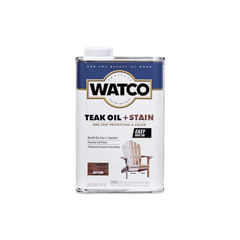 Watco 348759 Teak Oil Plus Stain, Quart, Greystone