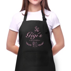 Gigi Gifts,Gigi's Kitchen Cooking Aprons for Women Grandma,Adjustable Baking Chef Aprons with 2 Pockets, Mother's Day Thanksgiving Christmas Apron Gifts for Gigi Grandma Mom