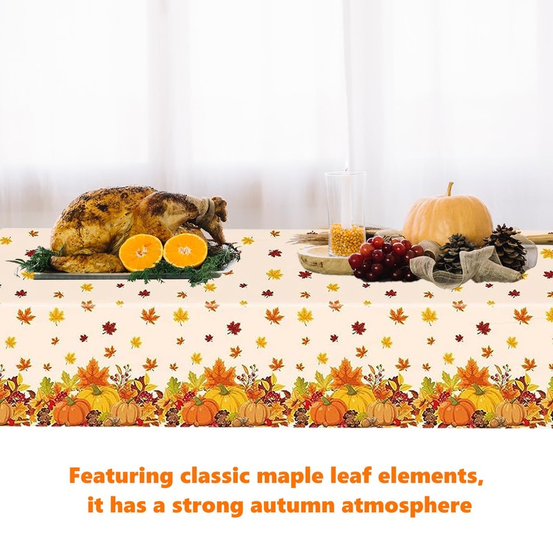 ALLY-MAGIC Thanksgiving Table Cloth, Autumn Table Cloth Plastic Rectangular Plastic