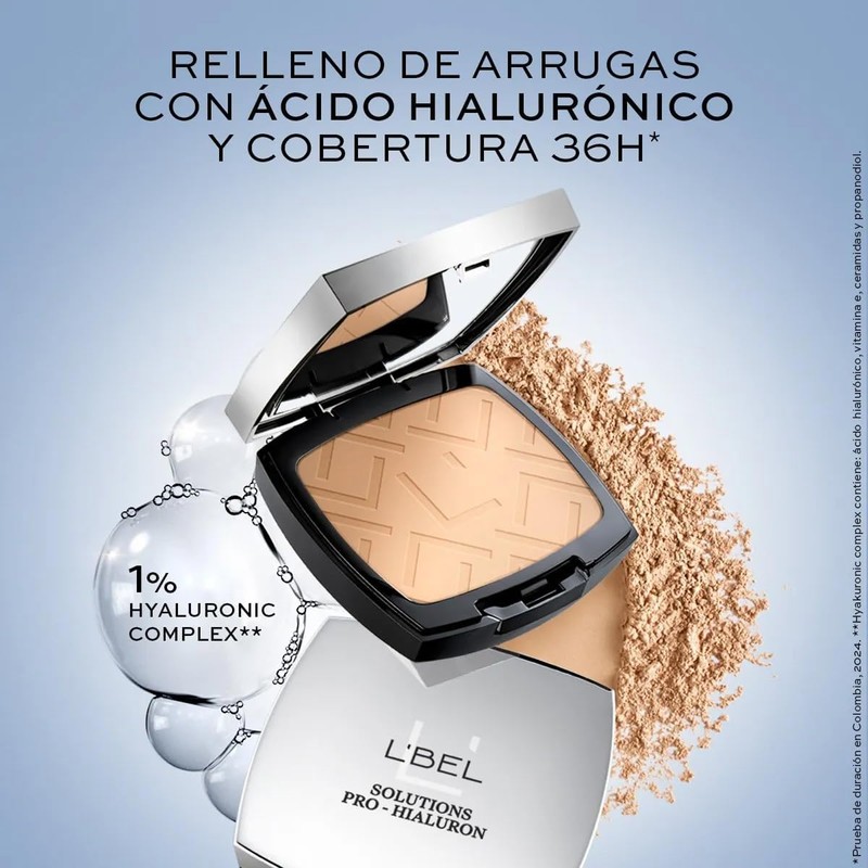 Polvo compacto L’Bel Pro‑Hialuron 9 g – Hidratación y cobertura