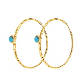 POPLYKE Turquoise Circle Endless Hoop Earrings for Women Sterling Silver Hoop Earrings 30 mm, 50 mm, Turquoise, Turquoise