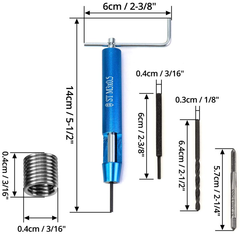 QWORK Thread Repair Kit, Thread Repair Kits, M3 x 2D