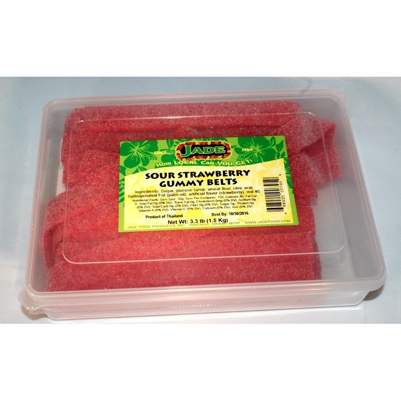 Sour Strawberry Gummy Belts By Jade Huge 3.3 Lb Box