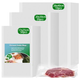 huruirui Vacuum Sealer Bags for Food 17x25cm(50) 20x30cm(20) 28x40cm(10) Vacuum Sealer Bags Vac Pack Bag BPA Free Great for Sous Vide PreCut Bag