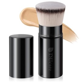 Ducare Brocha Retráctil Punta Plana Base Kabuki Tapa Maquillaje Viaje Líquido Crema Polvo