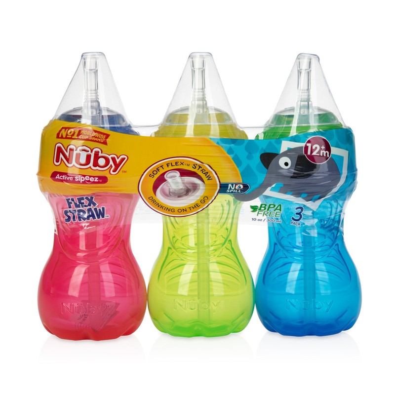 Nuby No-Spill Sippy Cup with Flex Straw for Boys -