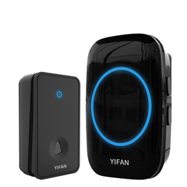 YIFAN Wireless Doorbell, Self-Powered Electric Door Bells with Waterproof Cover, Weather Resistant Bell Kits, up to 490ft Range with 60 Chimes 5-Level Volume LED Flash for Home Classroom Apartment