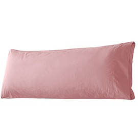WhatsBedding Body Pillow Cover Cotton Fabric, Long Pillowcase Breathable & Skin-Friendly, Envelope Closure - Foggy Pink (21x54 inch)