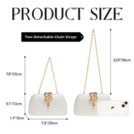 HuiYStar Women Sparkle Clutch Evening Handbags with Snake Clasp for Party Prom Wedding, White