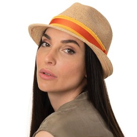 Stetson Crochet Trilby Raffia Hat - Casual Style - Summer Comfort - Unisex - Spring / Summer, natural, S