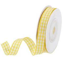 DMiotech 3/8 Inch 10 Yards Gingham Ribbon, Checkered Ribbon Plaid Ribbon for Gift Wrapping Decoration Art Craft DIY, Bright Yellow