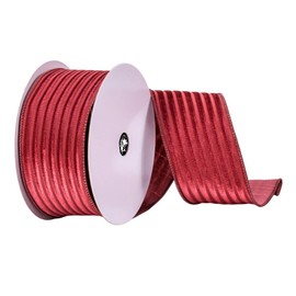 Vickerman 2.5" x 10 yd Mauve Stripe Mesh and Velvet Ribbon, Seasonal Christmas Ribbon for Gift Wrapping, Tree Decor