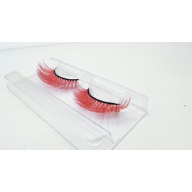 Alluring Synthetic Mink Lashes Reusable Strip False Eyelashes Cat-Eye, Fun Colored 3D Look Lashes, 2 Layers (Bright Orange w/Glitter Tips)
