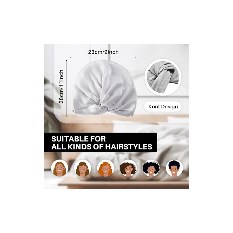 Gorro Dormir 100 Seda Morera Mujeres Hombres Cabello Rizado Fino