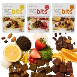 SOY CONCEPT bits 3種6袋セット（ストロベリー＆抹茶/オレンジ＆カカオ/レモン＆ダージリン）ソイプロテインバー ヴィーガン プロテインバー 高タンパク 低カロリー 植物性 自然派 ナチュラル 大豆プロテイン 大豆イソフラボン配合 国産 素材にこだわる6つのFREE