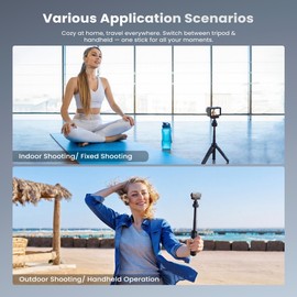Walking Way 40cm/15.75" Selfie Stick Tripod for DJI Osmo Action 6/Nano, Magnetic Quick Release Extension Pole, Mini 2-in-1 Portable Handheld Grip with 360° Ball Head, Accessory for Travel Vlog
