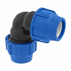 SmartProduct 25 mm PE Pipe Fitting Angle 90 Degree PN16 DVGW Drinking Water Certified - Clamp Connector for Indoor and Outdoor Installations - PP Coupling for PE80 PE100 Pipes - Pack of 1