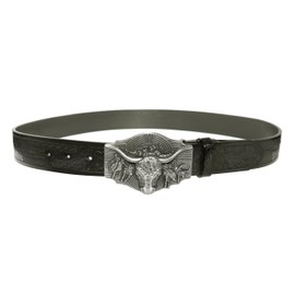 Moranse Big Bull Head Belt Buckle With Animal Symbol Western Cowboy Style, Silver Big Bull Head, Medium