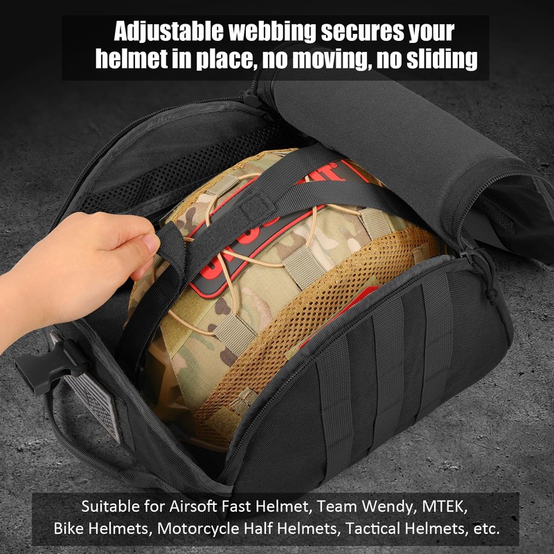 FRTKK Tactical Helmet Bag Pack, Military Molle Pouch Multi-Purpose Carrying