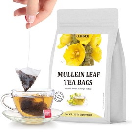 ULTHMOK Mullein Tea 50 Bags for Lungs Cleanse and Respiratory Support No Flavoring