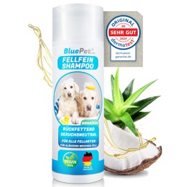 BluePet FellFein Dog Shampoo Sensitive & Odourless Made in Germany - Replenishing Care Shampoo with Aloe Vera & Jojoba Oil for Shiny Fur & Easy Combing = 100% Vegan (Dog Shampoo)