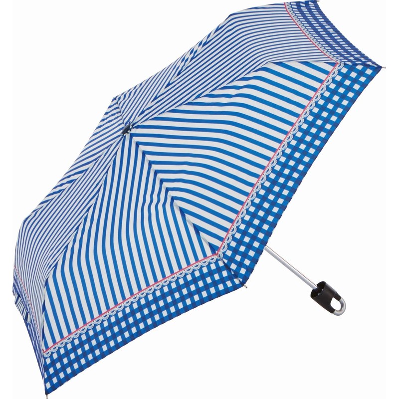Miyajima Folding Umbrella, 19.7 inches (50 cm), Gingham Stripe with