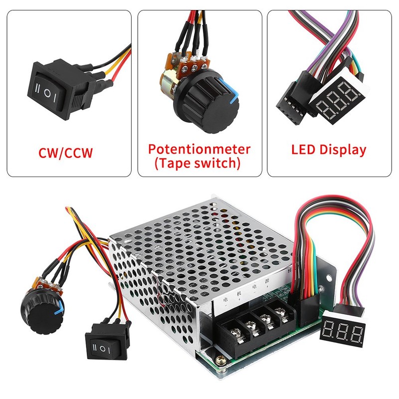 Walfront Motor Speed Controller, DC10V-55V PWM Brushed DC Motor Controller,