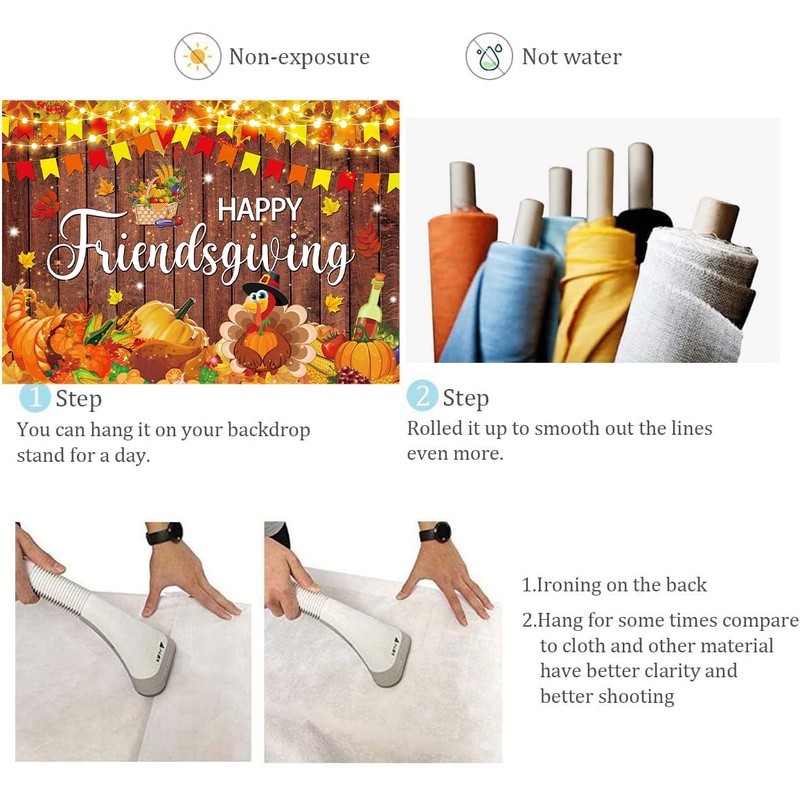 Happy Friendsgiving Banner Backdrop 7x5FT Fall Maple Leaves Harvest Pumpkin
