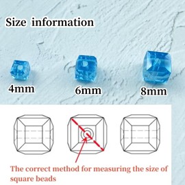 Xinhongo Crystal Glass Beads 200 Pieces 4mm Cube Crystal Glass Beads Faceted Square Shape Spacer Beads for Jewelry Making Bracelet Earring Necklace DIY Craft Making Supplies(Lake Blue AB)
