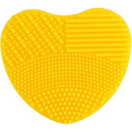 Esterilla Limpiadora De Brochas De Maquillaje, Limpiador De Silicona Para Brochas De Maquillaje En Forma De Corazón Herramienta De Lavado Portátil Para Viajes En Casa (Amarillo)