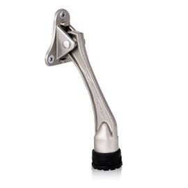 HOME&I Kickdown Door Stopper,4-Inch Door Holder Kick Door Kickstand Rubber Foot (Satin Nickel, 4 Inch x 1 Pack)