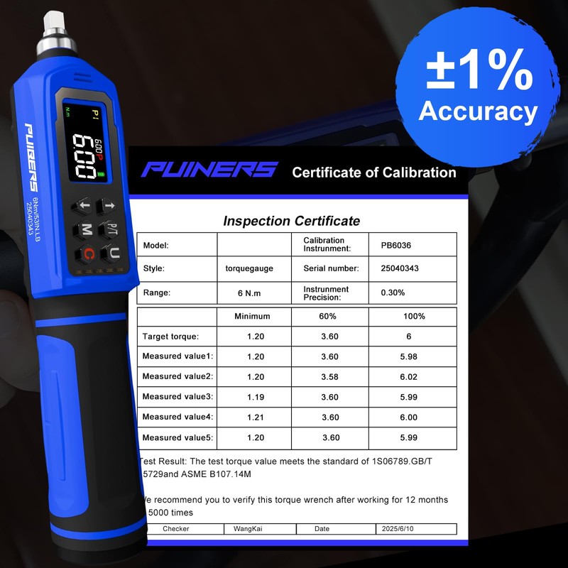 PUIBERS 46 Pcs Digital Torque Screwdriver Set 1/4",0.8-53.2 LB.IN Adjustable