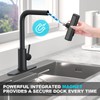 AVSIILE Matte Black Waterfall Kitchen Faucets with Pull Down Sprayer,