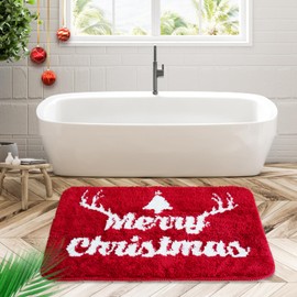 BOANKODU Christmas Bathroom Rugs Extra Soft Bath Mat, Ultra Absorbent Christmas Bathroom Rug, Bathroom Mat with Non-Slip Bottom (24x16 Inch)