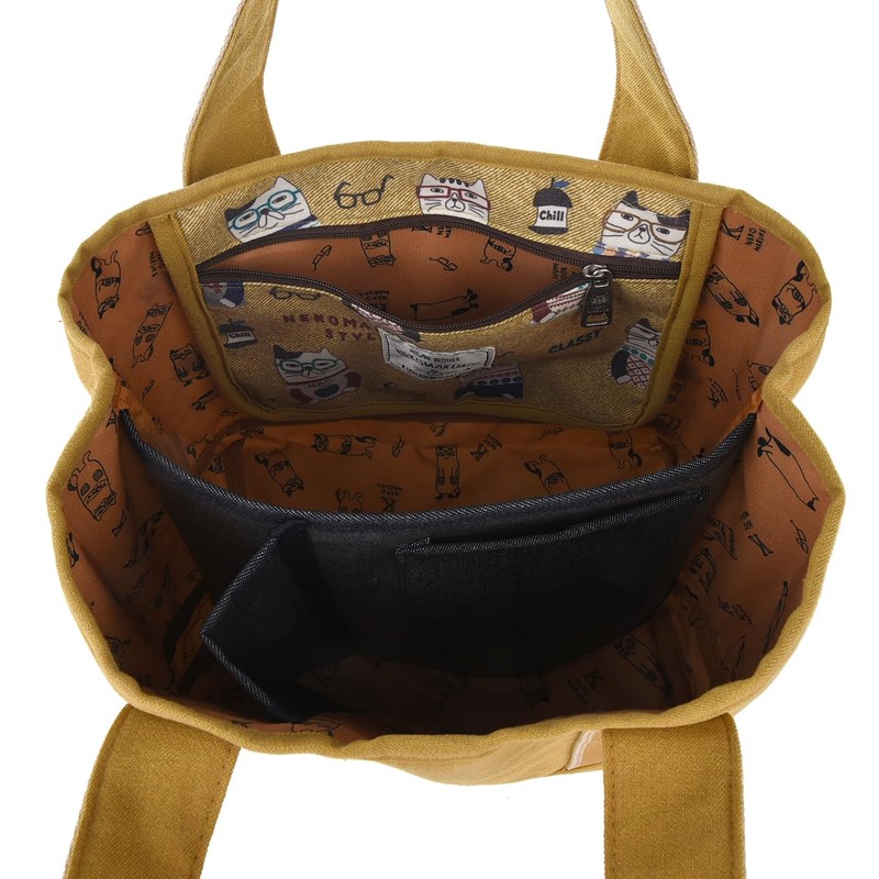 Kusguru Japan MU Tote Bag with Cat Round Lid, Small