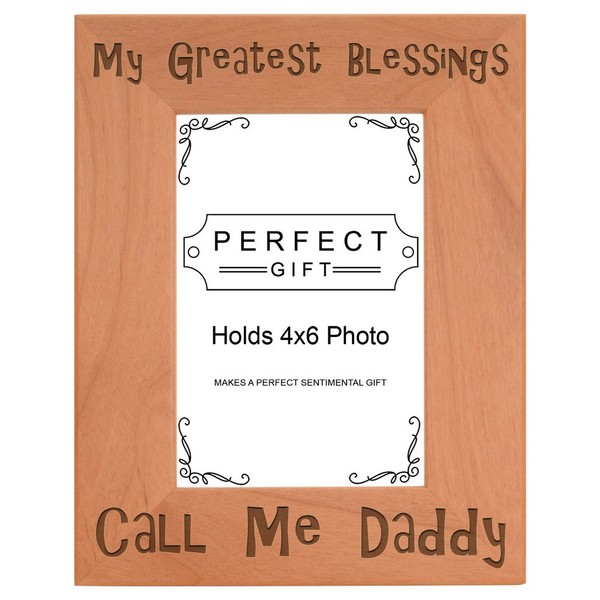 ThisWear Dad Blessings Call Me Daddy Natural Wood Engraved 4x6 Portrait Picture Frame Wood