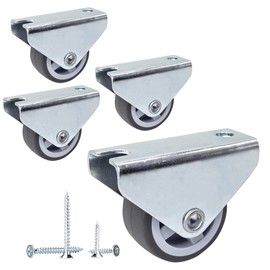 SKIR'CO Pack of 4 Small 30 mm Furniture Castors Rubber Castors Non-Swivel, Fixed Castors One-Way Direction, Screws Included (4)