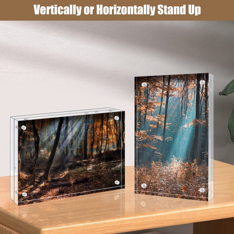 Egofine 5x5 Acrylic Frame,20mm Thicker Frameless Clear Picture Frames, Double