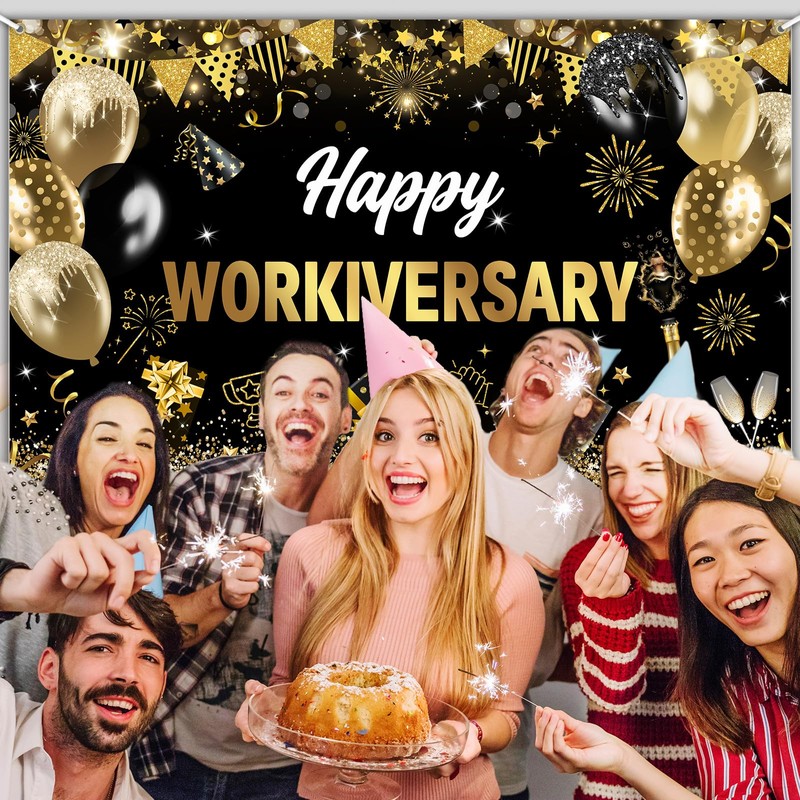 Mocsicka Work Anniversary Decorations Banner Happy Workiversary Backdrop Employee Appreciation