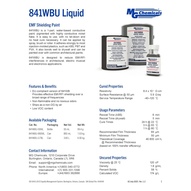 841WBU EMF Shielding Paint, Water Based WiFi Blocking Paint for