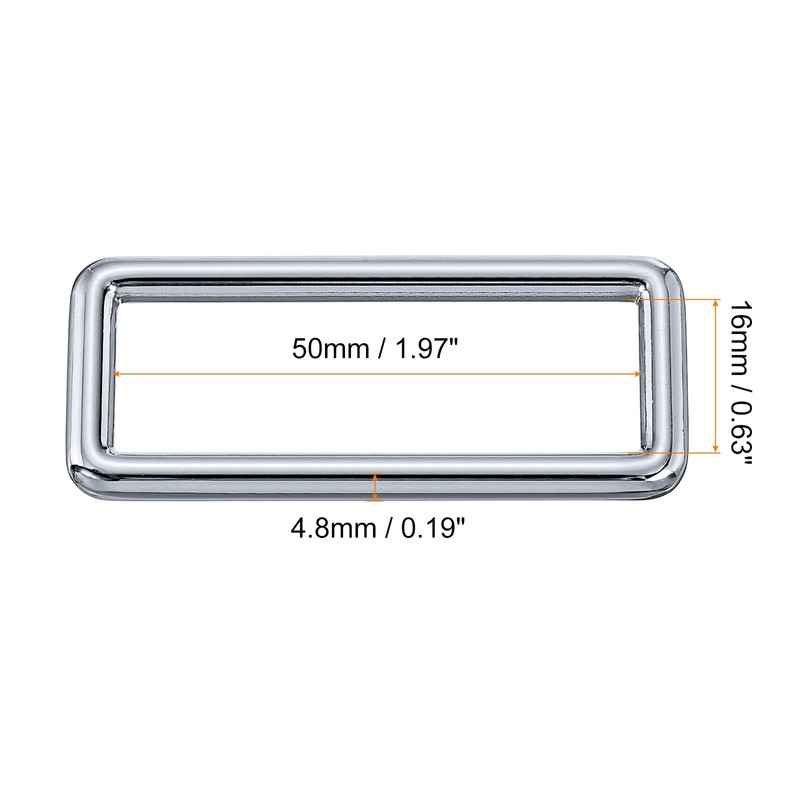 sourcing map 10Pcs Metal Rectangle Ring, 2 x 5/8 Inch