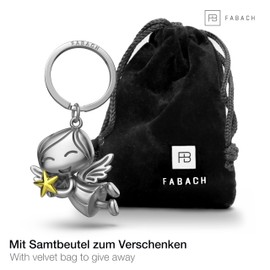 FABACH Guardian Angel Keyring Lucky with Star - Metal Christmas Angel - Christmas Guardian Angel Lucky Charm - Angel Keyring Guardian Angel as a Gift for Girlfriend, gold, Modern
