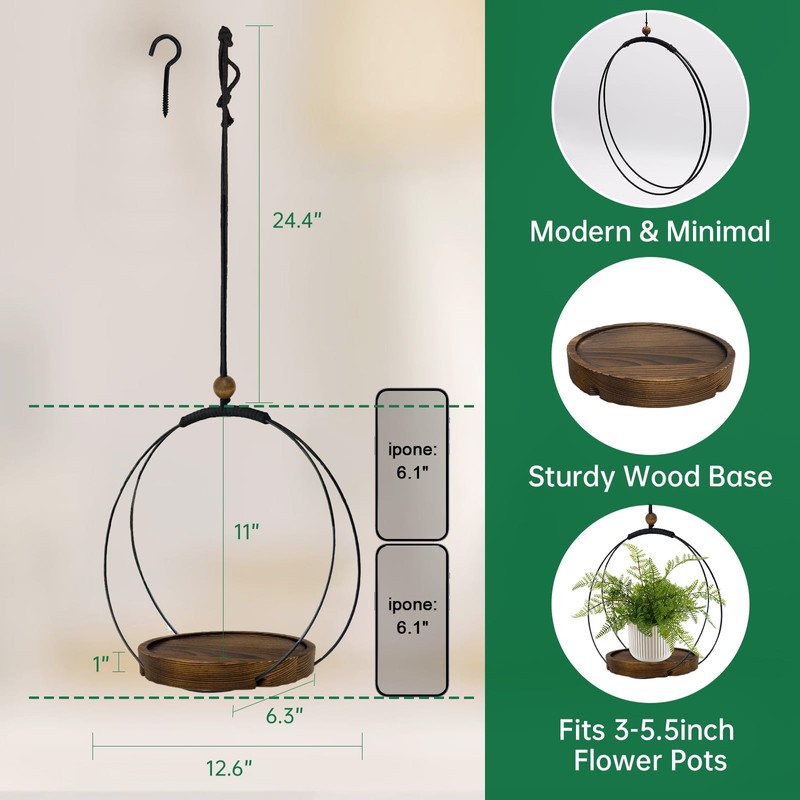 hismocal Hanging Planter for Indoor Plants, Plant Hanger with Sturdy