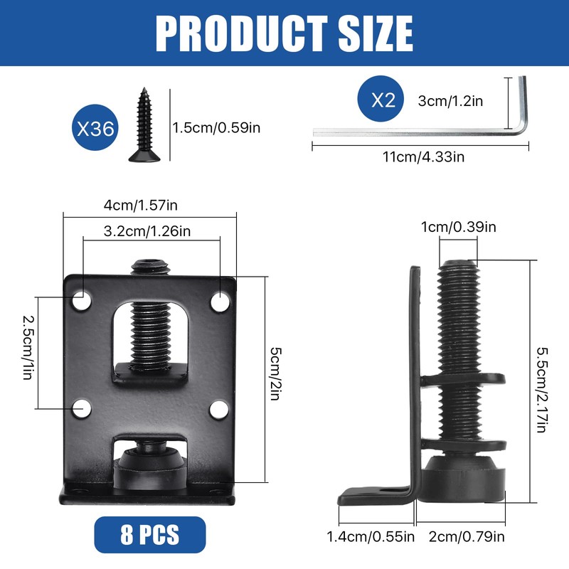 Supkiir 8 Pack Adjustable Leveling Feet, Heavy Duty Furniture Levelers,