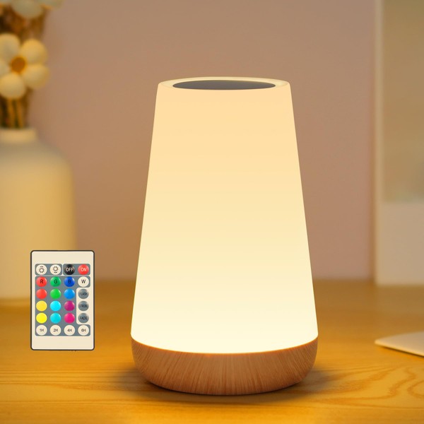 WARMLIO Bedside Lamp Touch Dimmable with Remote Control, LED Table