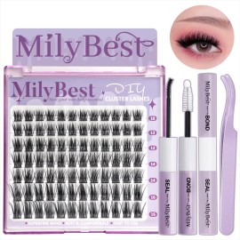 US Local Stock Lash Clusters Kit Wispy DIY Lash Extension Kit 10-16mm Cluster Eyelash Extensions with Bond and SealFalse Eyelashes Style: Natural, length: Mix, package: Kit-1