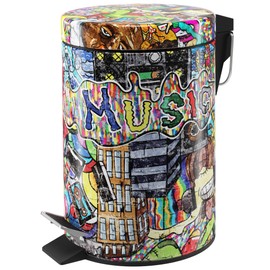 Sanilo Trash Can 0.8 Gallon with Soft Close, Many New Cosmetic and Kitchen Waste Bins Available, Bathroom Bin with Inner Bucket (Graffiti)